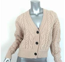 FRAME Cable Knit Cardigan Oatmeal Merino Wool Size Small Cropped Sweater