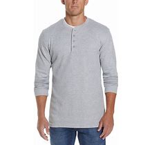 Weatherproof Vintage Men's Long Sleeved Waffle Henley T-Shirt - Light Gray