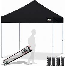 Eurmax USA Standard 10x10ft Patio Pop Up Canopy Tent For Outdoor Events Commercial Instant Canopies With Heavy Duty Roller Bag,Bonus 4 Canopy Sand