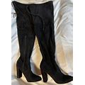 A Day Womens 10 Black Faux Suede Over The Knee Thigh Boots 4.5" Heel