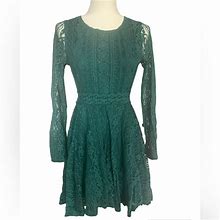 Miami Dresses | Miami Womens Party Cocktail Lace Long Sleeve Dress Dark Green Size S | Color: Green | Size: S