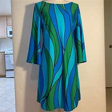 Julie Brown Nyc Dresses | Julie Brown Nyc Blue & Green Long Sleeve Dress | Color: Blue/Green | Size: L
