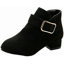 Ymiytan Fashion Boots For Girl Zip-Up Low Heel Ankle Booties Black 13C