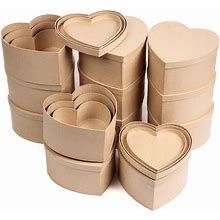 Bulk Paper Mache Large Heart Box Sets, 7 1/2' X 7 1/2', Brown, Valentines Supplies From Factory Direct Craft