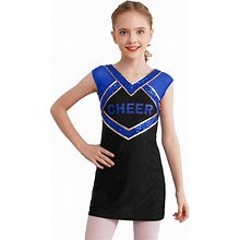 Kids Girls Dress Cosplay Uniform Cheer Leader Dresses Rhinestones