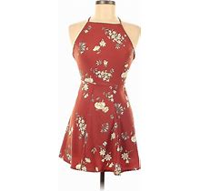 Brandy Melville Casual Dress: Brown Floral Motif Dresses