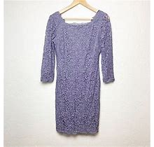 Adrianna Papell Evening Purple Lace Sheath Dress