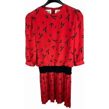 Liz Petites Dresses | Vintage 80'S Liz Petites By Ann Lamonte Size 12 Red Black Dress | Color: Red | Size: 12