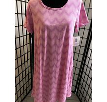 Lularoe S Jessie Dress With Pockets Small Pink Chevron Vertical Striped Hearts