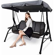 Outdoor Patio Swing Chair Canopy Replacement, 3 Seater Porch Swing Seat Canopy Cover, Waterproof Windproof Anti-UV Heavy Duty Rip Proof Garden