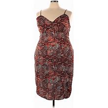 Shein Casual Dress - Slip Dress: Burgundy Floral Motif Dresses - Women's Size 3X