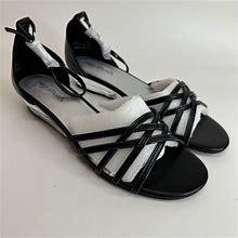 Easy Street Womens Tarrah Ankle Strap Sandals Black Low Wedge Strappy 10 m New