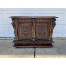 Antique 19th Century French Renaissance Hand Carved Sideboard Server Buffet