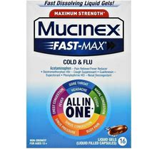 Mucinex Fast-Max Max Strength, Severe Cold Liquid Gels, 16 Ct..