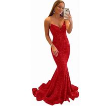 Yuxin Sequin Prom Dresses 2024 Mermaid Homecoming Dress High Split Formal Party Evening Gowns For Women