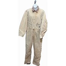Vtg Carhartt Tan Duck Overalls Red Quilted Long Sleeve Grundgecore