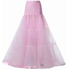 Gdreda Workout Skirt Boneless A Hem Wedding Dress Long Petticoat Tutu Skirt Pink,One Size