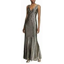 Lauren Ralph Lauren Metallic Gold & Black Sleeveless Lined Gown Dress