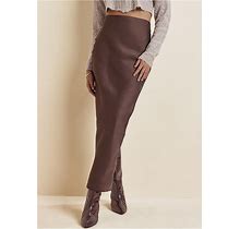 Women's Maxi Slip Skirt - Dark Brown, Size 24 By Venus