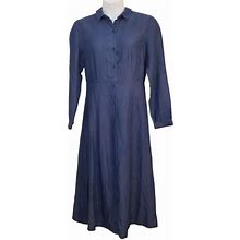 Chadwicks Dresses | Chadwicks 12 Blue Chambray Button Down House Dress Modest Pockets | Color: Blue | Size: 12
