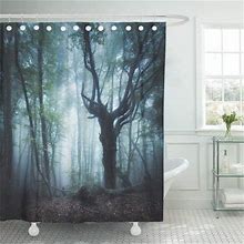 Zoubou Inc Wopop Dark Forest In Fog Enchanted Old Tree Scary Autumn The Morning Beautiful Landscape With Trees Shower Curtain 60X72 Inch