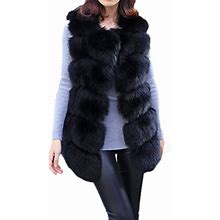 Lisa Colly Women's Winter Faux Fur Vest Coat Sleeveless Warm Jackets Outwears (Black,X-Large)