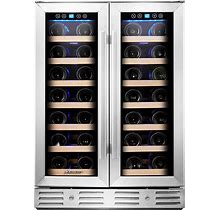 Kalamera KRC-40DZB 24"" 40-Bottle Wine Cooler Refrigerator With Dual Zone/Stai...