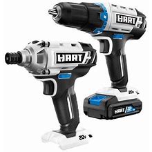 Hart 20-Volt Cordless 2-Tool Combo Kit, 1/2-Inch Drill/Driver, Impact Driver, (1) 1.5Ah Lithium-Ion Battery