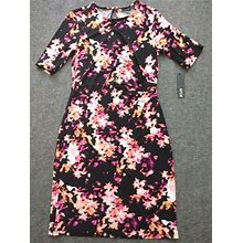 Apt 9 Dress Womens Small Midi Sheath Stretch Abstract Floral Colorful