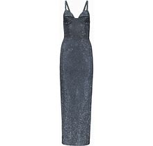 AREA - Crystal-Embellished Maxi Dress - Women - Rayon/Nylon/Spandex/Elastane - M - Grey
