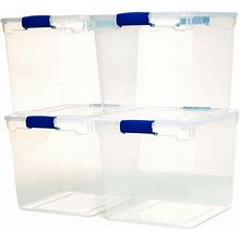 Homz 31 Qt Heavy Duty Clear Plastic Latching Stackable Storage Containers, 4 Pk