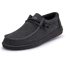 Hey Dude Men's Wally Sox Micro Total Black Size 12 | Mens Shoes | Men's Lace Up Loafers | Comfortable & Light-Weight