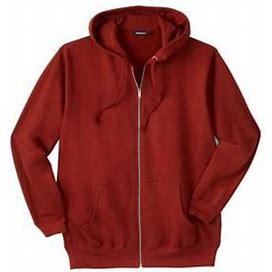 Mens Big & Tall Fleece Zip-Front Hoodie By Kingsize In Mountain Red (Size 2XL) Fleece Jacket