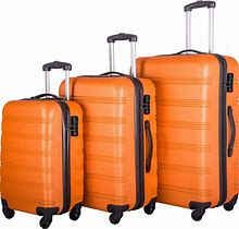 Luggage Sets 3 Piece Suitcase Set Carry On Luggage Airline Approved - Orange