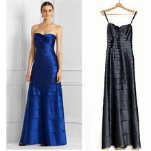 Bcbgmaxazria Dresses | Nwt Bcbgmaxazria Strapless Bandage Layers Formal Maxi Dress Size 0 Petite | Color: Gray | Size: 0P