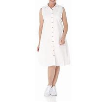 Amerimark Womens Cotton Denim Casual Dress With Collar Knee Length