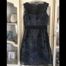 Adrianna Papell Dresses | Adrianna Papell Like New Beautiful Black Floral Overlay Party Dress Size 2 | Color: Blue | Size: 2