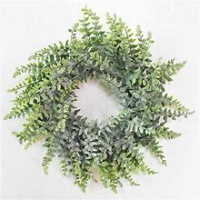 Pwfe Artificial Green Leaves Wreath 12" Garland Ornaments For Front Door Hanging Wall Window Farmhouse Wedding Decoration Supplies
