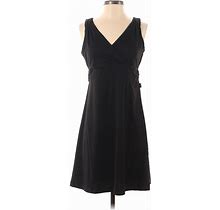 Eddie Bauer Casual Dress - A-Line V-Neck Sleeveless: Black Solid Dresses - Women's Size Medium Petite