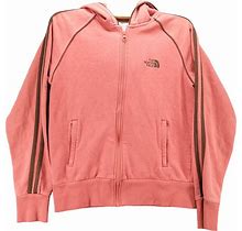 The North Face Women's Full Zip Piping Hoodie Sweatshirt Pink Small Zip Pockets
