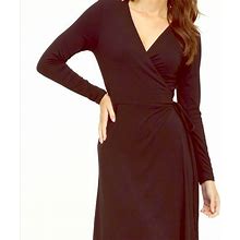 Loft Dresses | Loft Black Long Sleeve Wrap Dress | Color: Black | Size: M