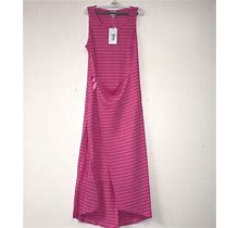 Armani Jr. Girls Teen Fucsha Maxi Tank Striped Dress Sz: 14 Rtl: $210
