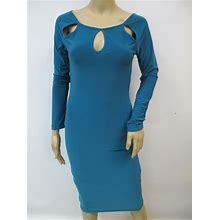 Venus Jersey Knit Long Sleeve Cut Out Detail Sheath Bodycon Dress Size