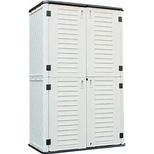 Kinying Polyethylene Outdoor Storage Cabinet, Vertical Storage Shed Perfect To Store Patio Furniture, Garden Tools Accessories,Bike,Beach Chairs And