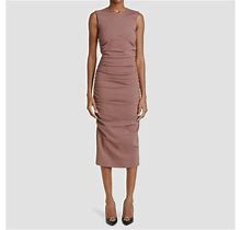 $2095 Dolce & Gabbana Women's Brown Ruched Sleeveless Jersey Midi Dress Size 40