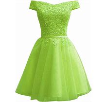 Homecoming Dresses For Teens Lace Short Prom Dress Off The Shoulder Prom Dress Lime Green / As Below