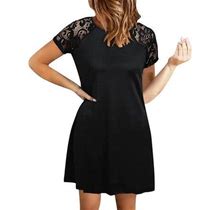 Hvyesh Summer Dresses For Women 2023 Short Sleeve Shift Dresses Loose Fit V Neck Tank Dress Midi Beach Dress