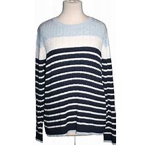 Croft & Barrow Women's Blue Striped Long Sleeve Sweater Size 2XL XXL Cable Knit