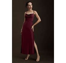 Cali Satin Cowl-Neck Midi Slip Dress By BHLDN In Red, Women's, Size: 4, Polyester/Satin At Anthropologie