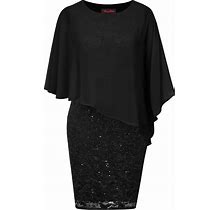 Hanna Nikole Women's Sleeveless Cape Dress With Chiffon Overlay Bodycon Pencil Dress